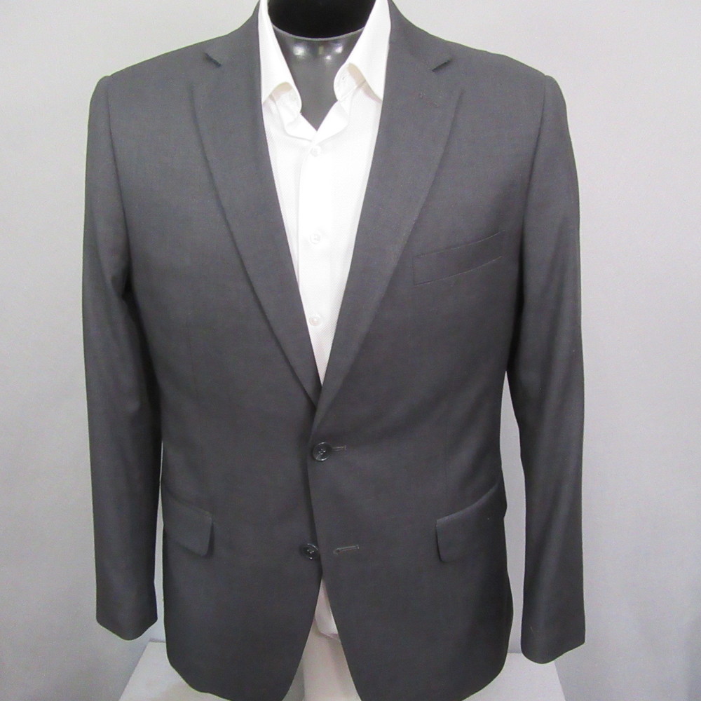 Carlo Lusso Mens Sport Coat 42R Solid Gray High Twist Super Deluxe